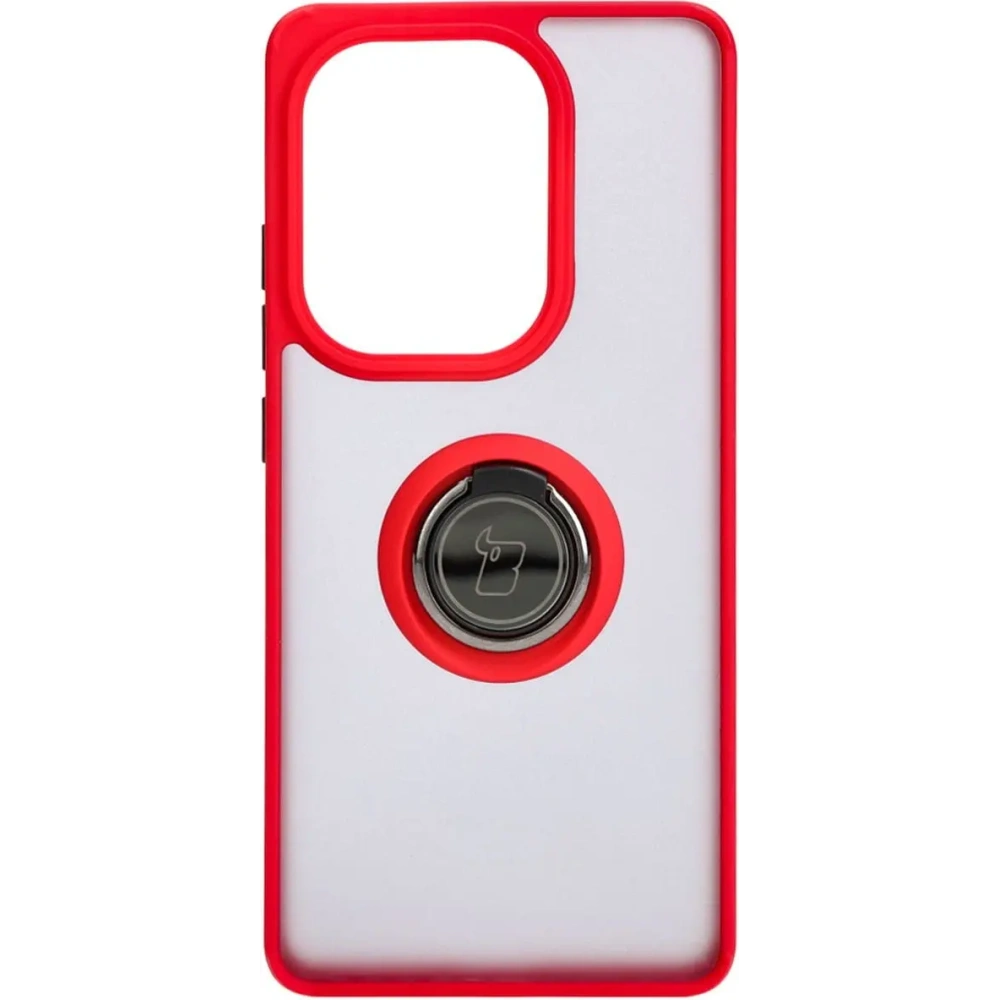 Etui z uchwytem na palec Bizon Case Hybrid Ring do Xiaomi Poco M6 Pro 4G / Xiaomi Redmi Note 13 Pro 4G / LTE / 14S przydymione z czerwoną ramką
