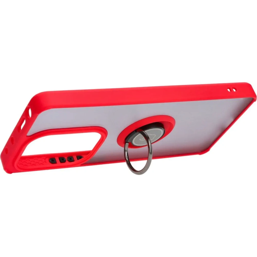Etui z uchwytem na palec Bizon Case Hybrid Ring do Xiaomi Poco M6 Pro 4G / Xiaomi Redmi Note 13 Pro 4G / LTE / 14S przydymione z czerwoną ramką