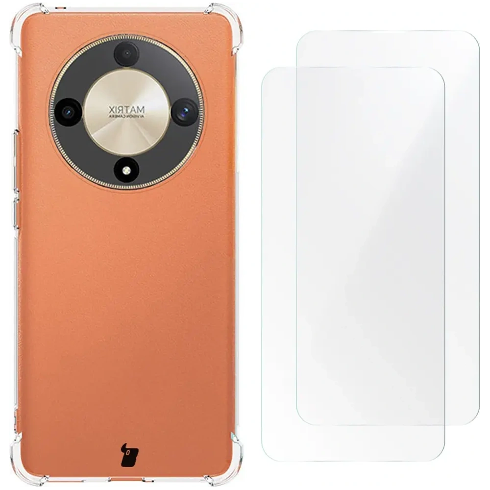 Etui + 2x folia Bizon Case Clear Pack do Honor Magic6 Lite przezroczyste