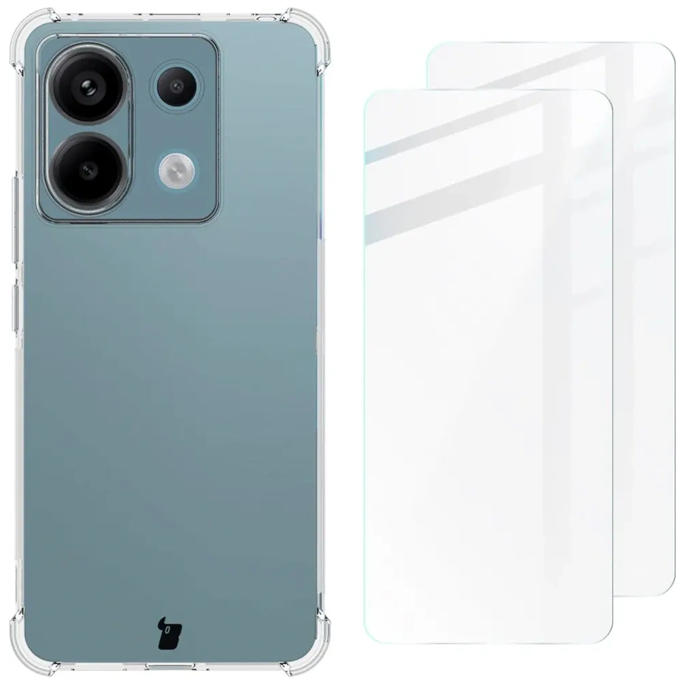 Etui + 2x szkło na ekran Bizon Case Clear Pack do Xiaomi Poco X6 / Redmi Note 13 Pro 5G przezroczyste