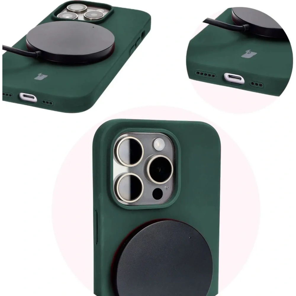 Etui silikonowe do Apple iPhone 14 Pro Bizon Soft Case ciemnozielone