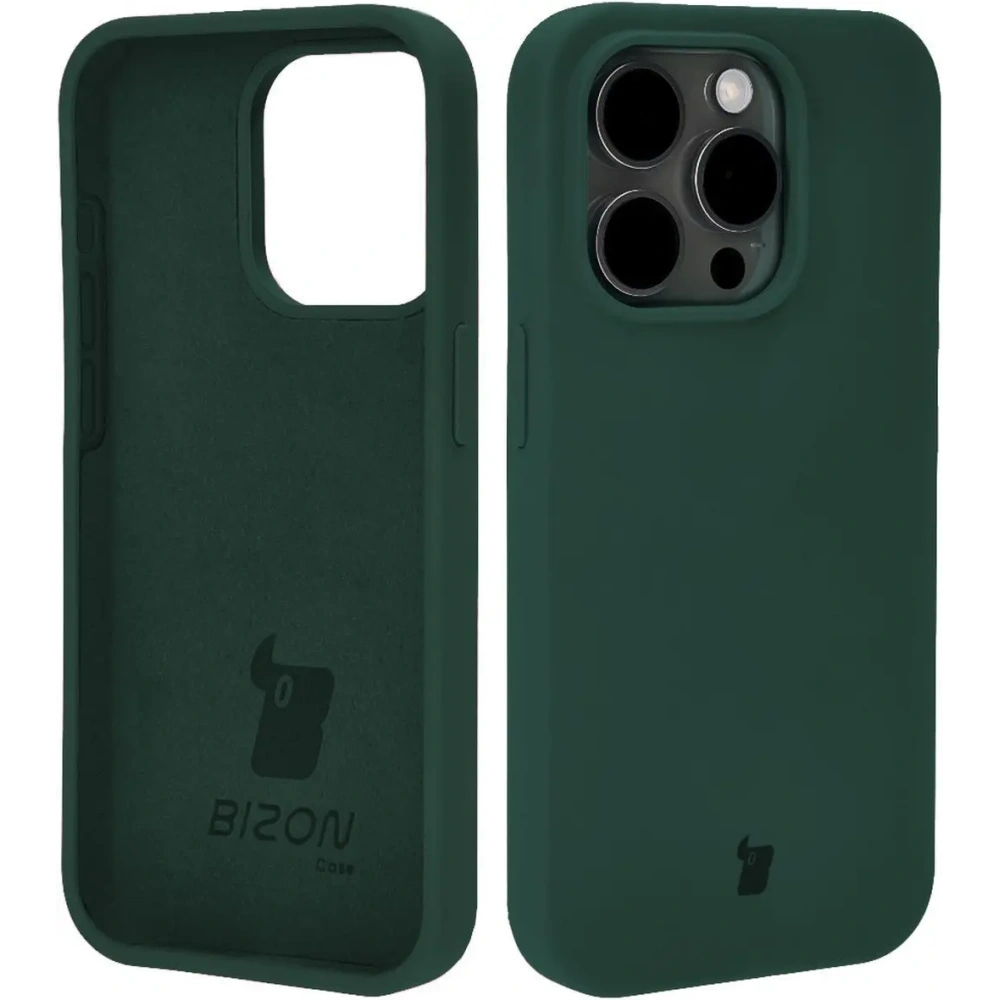 Etui silikonowe do Apple iPhone 15 Pro Bizon Soft Case ciemnozielone