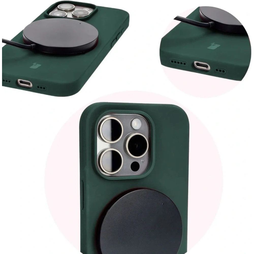 Etui silikonowe do Apple iPhone 15 Pro Bizon Soft Case ciemnozielone