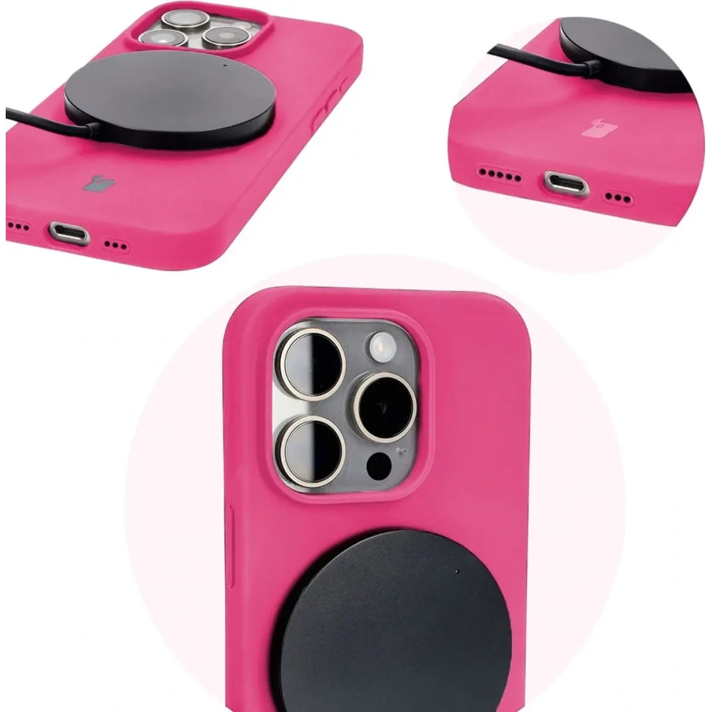 Etui silikonowe do Apple iPhone 15 Pro Bizon Soft Case fuksja