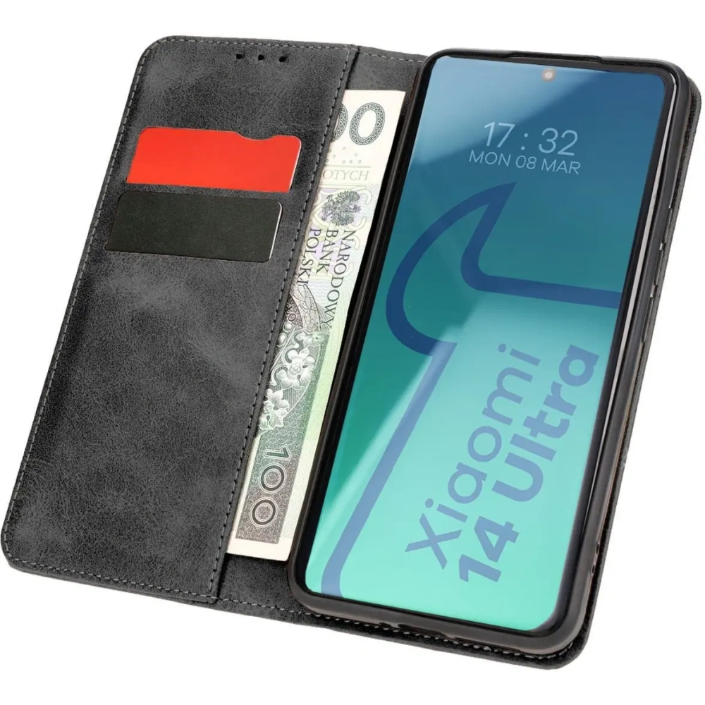 Etui z klapką Bizon Case Pocket Pro do Xiaomi 14 Ultra czarne