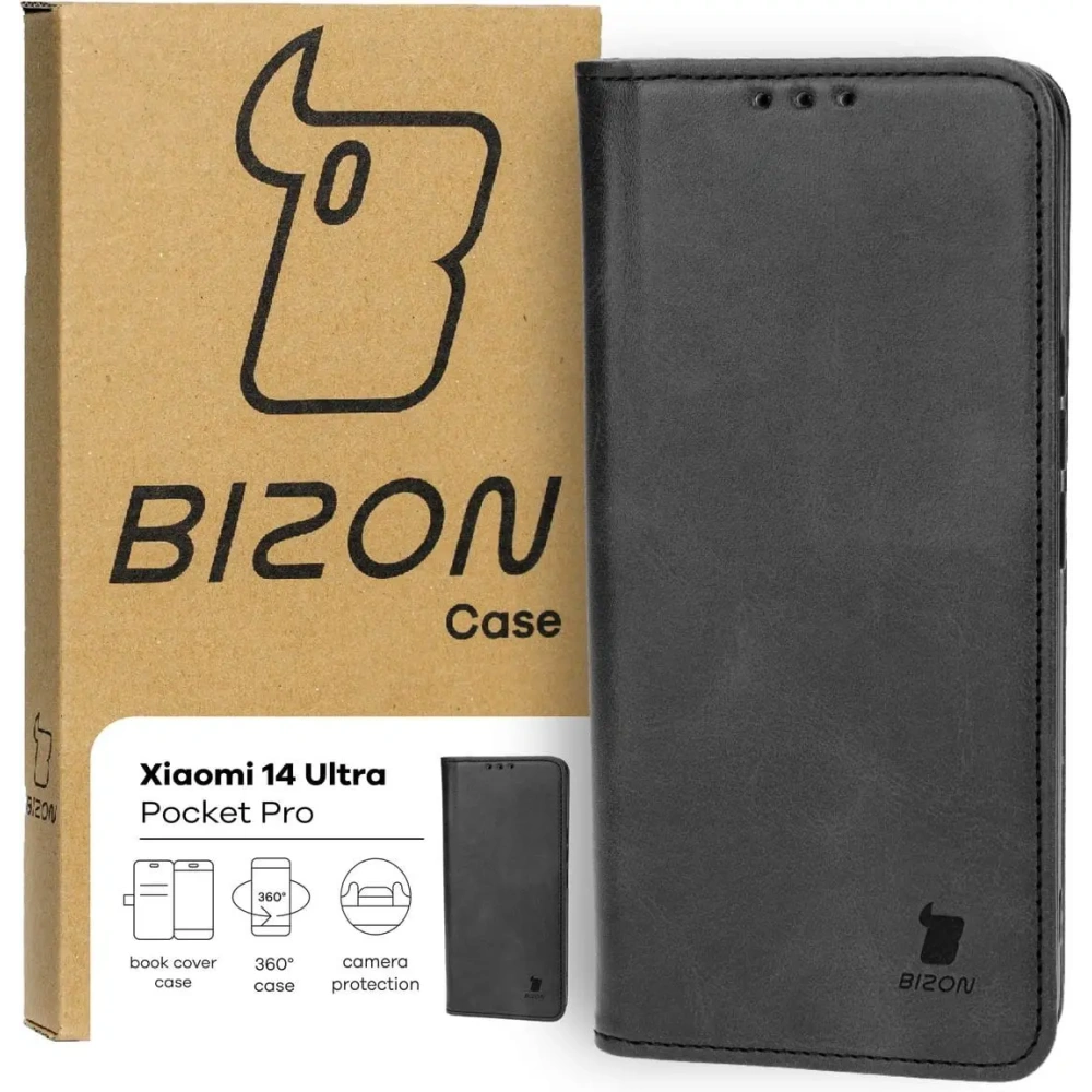 Etui z klapką Bizon Case Pocket Pro do Xiaomi 14 Ultra czarne