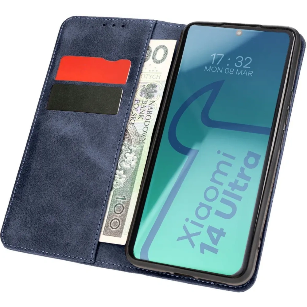 Etui z klapką Bizon Case Pocket Pro do Xiaomi 14 Ultra granatowe