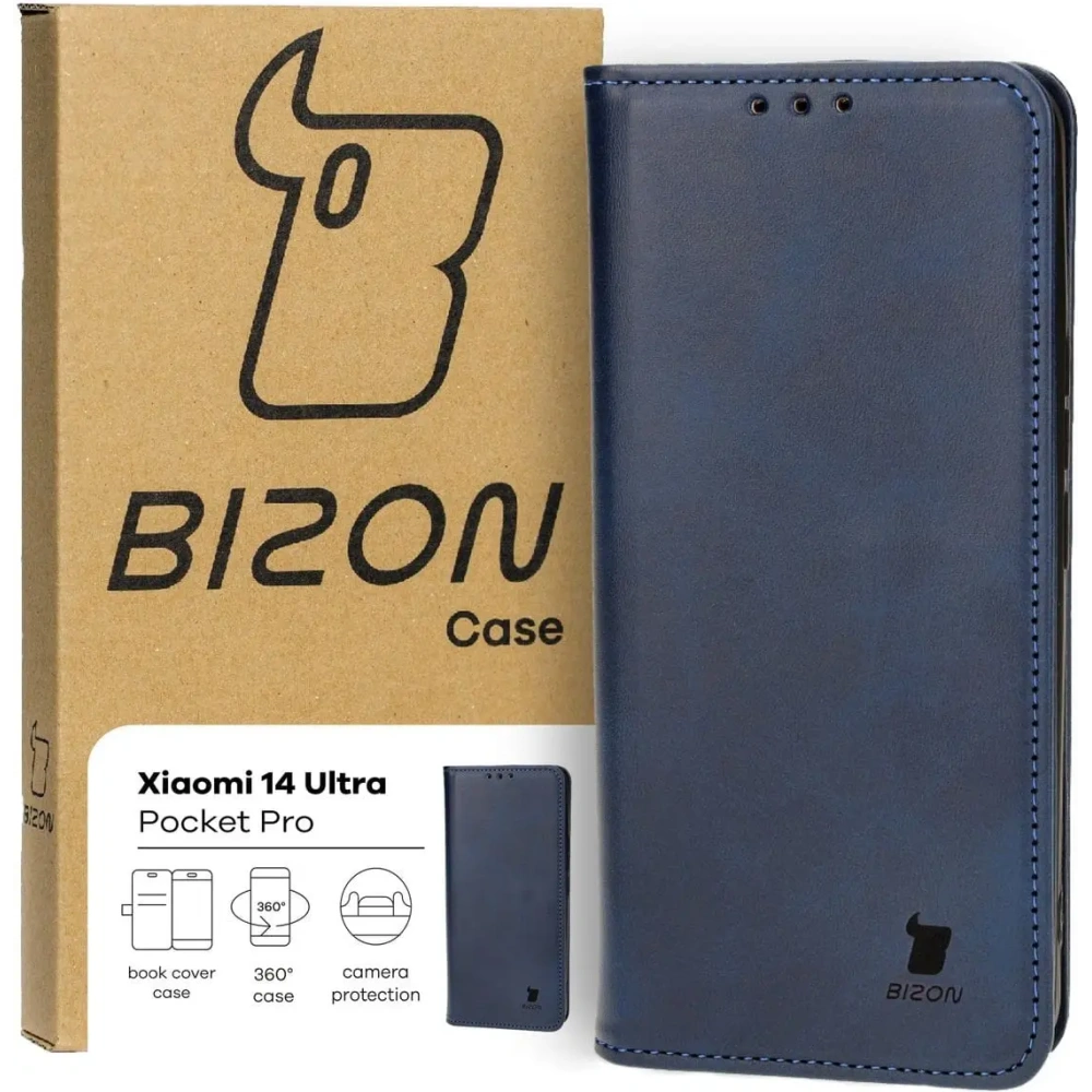 Etui z klapką Bizon Case Pocket Pro do Xiaomi 14 Ultra granatowe