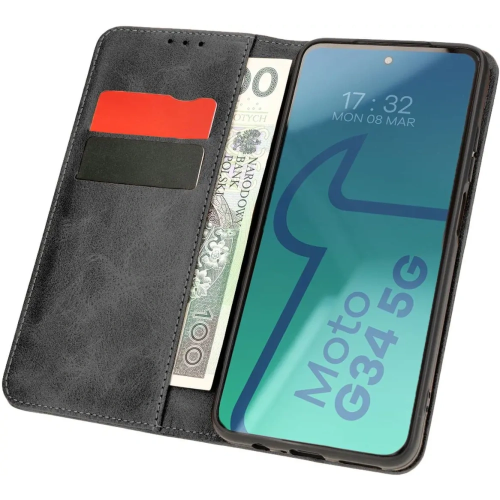 Etui z klapką Bizon Case Pocket Pro do Motorola Moto G34 5G czarne