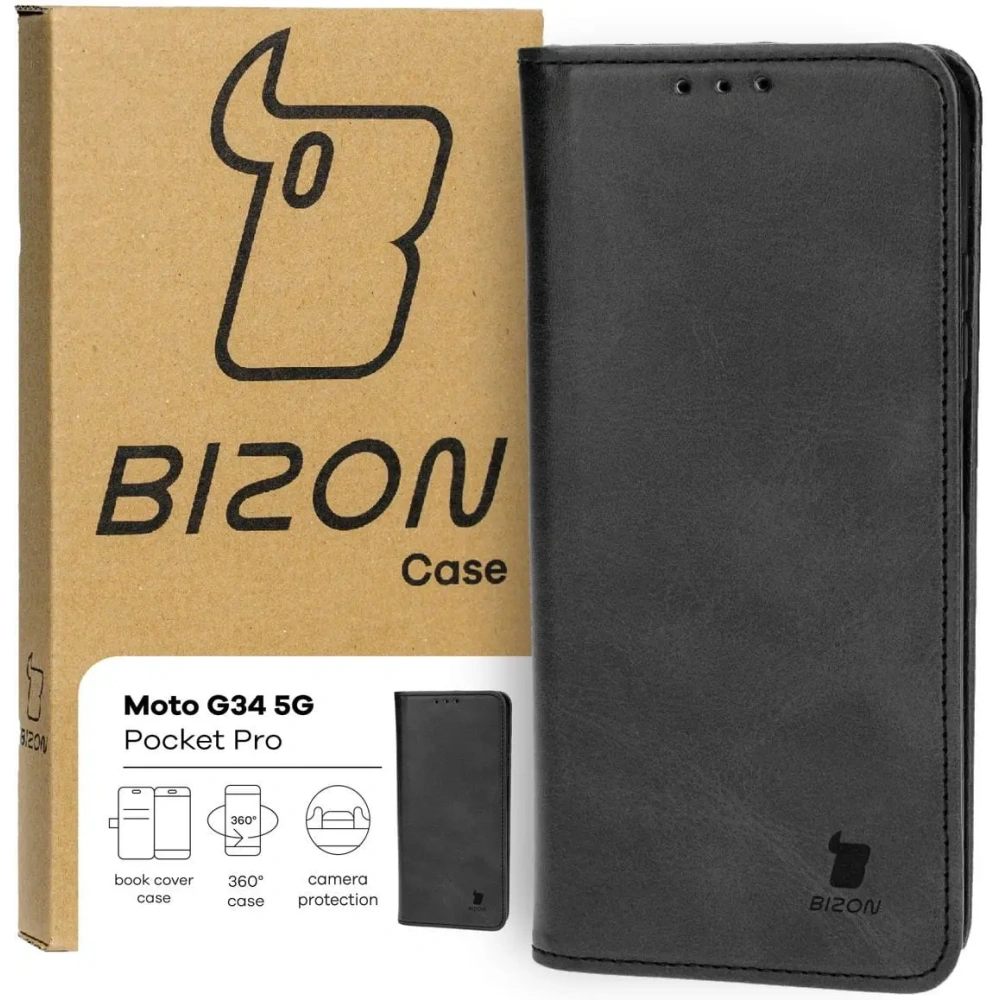 Etui z klapką Bizon Case Pocket Pro do Motorola Moto G34 5G czarne