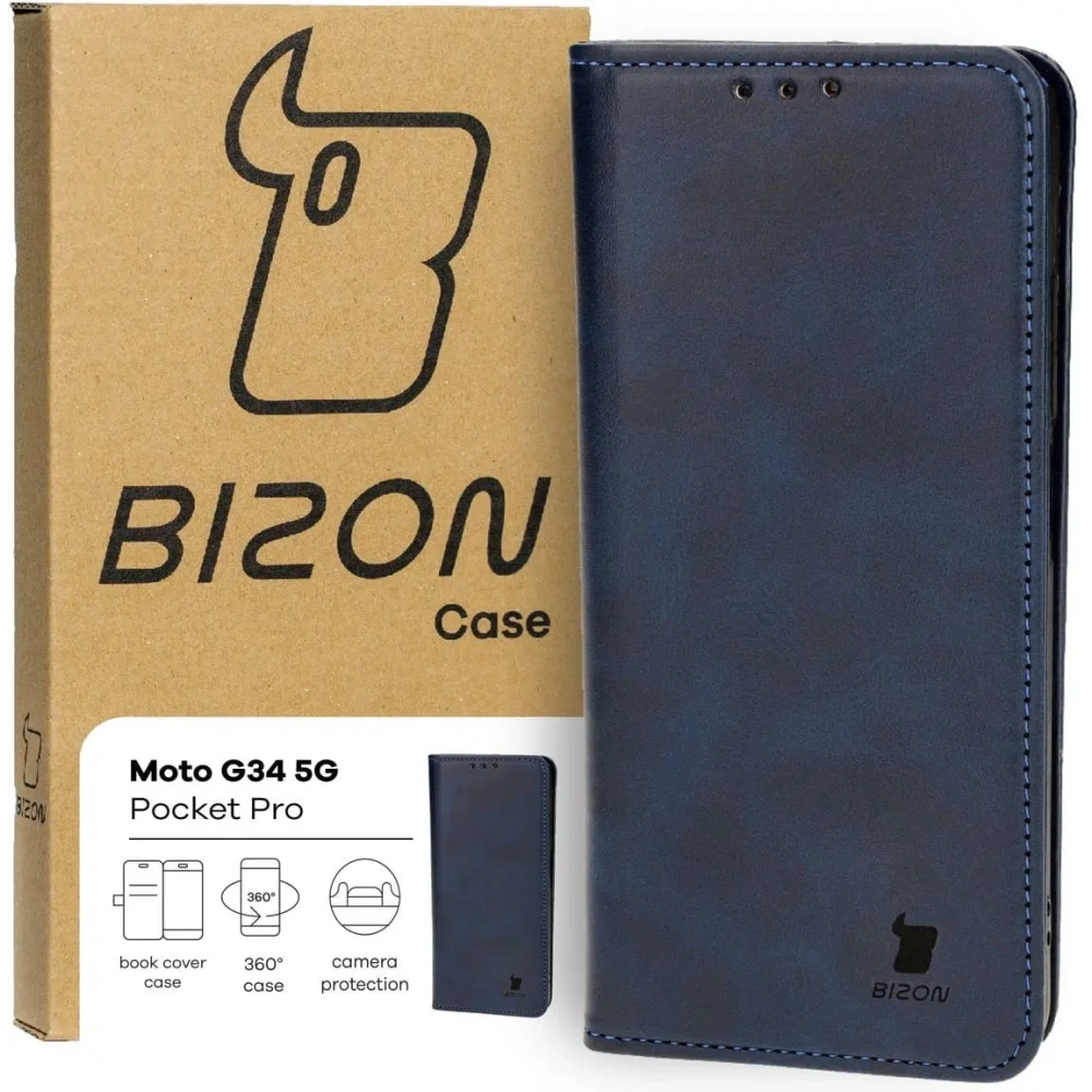 Etui z klapką Bizon Case Pocket Pro do Motorola Moto G34 5G granatowe