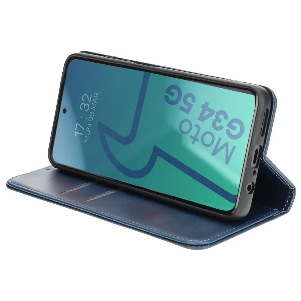 Etui z klapką Bizon Case Pocket Pro do Motorola Moto G34 5G granatowe