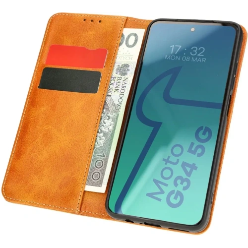 Kup Etui z klapką Bizon Case Pocket Pro do Motorola Moto G34 5G brązowe - BIZ5357 - {ean13} - Sklep Home Screen