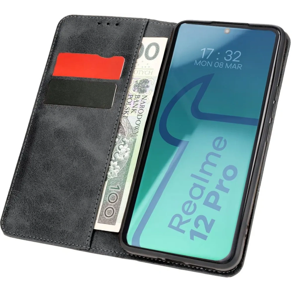Etui z klapką Bizon Case Pocket Pro do Realme 12 Pro / 12 Pro+ czarne