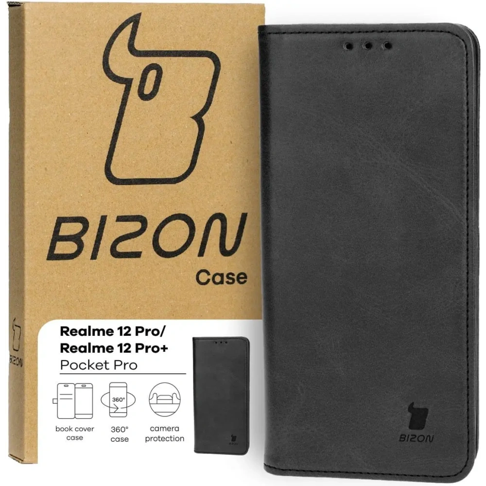 Etui z klapką Bizon Case Pocket Pro do Realme 12 Pro / 12 Pro+ czarne
