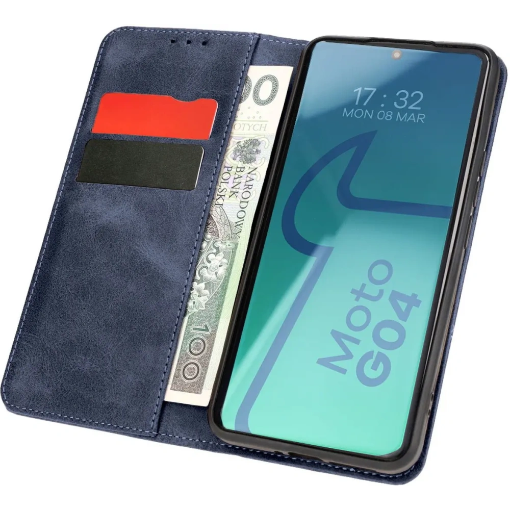 Etui z klapką Bizon Case Pocket Pro do Motorola Moto G04 / G24 granatowe