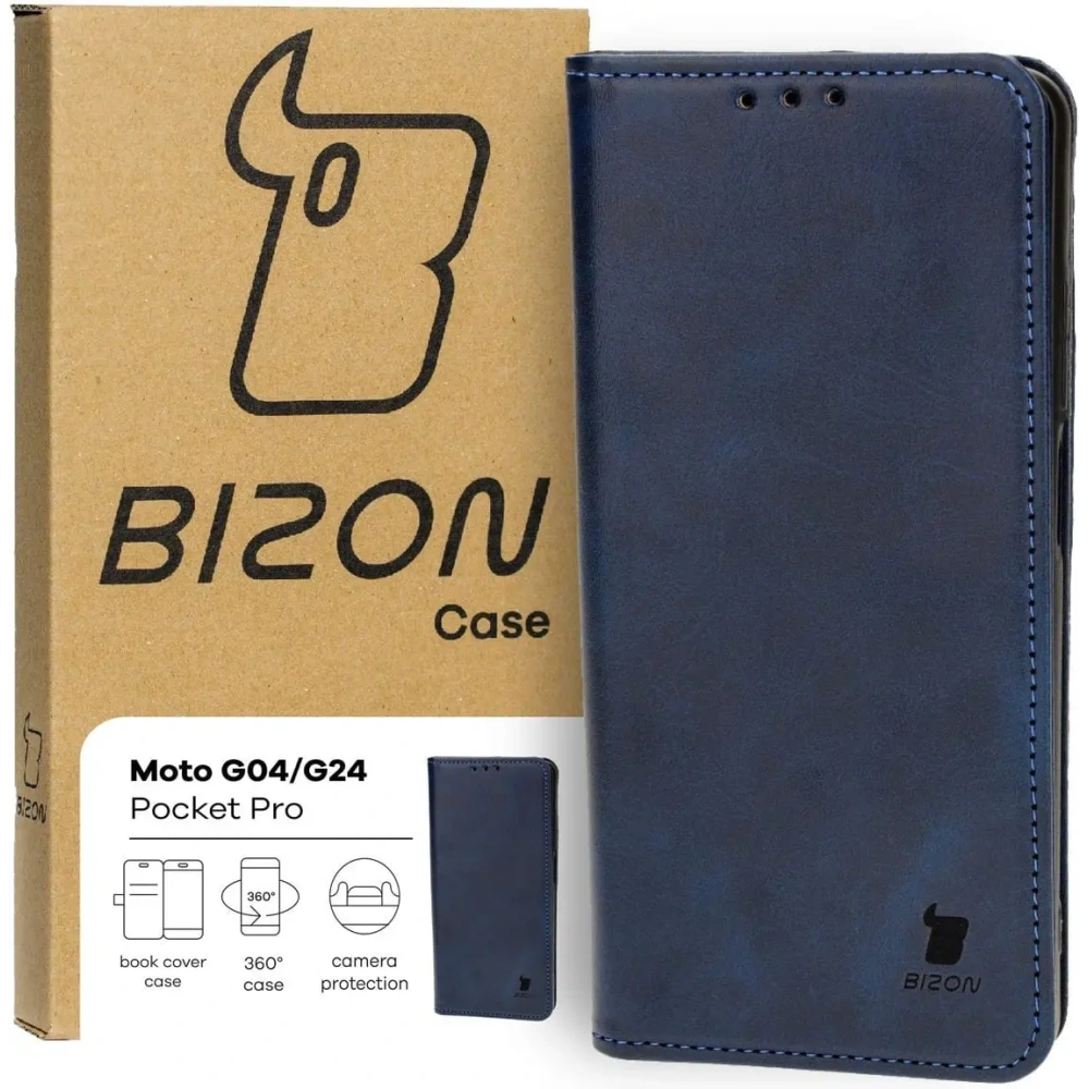 Etui z klapką Bizon Case Pocket Pro do Motorola Moto G04 / G24 granatowe