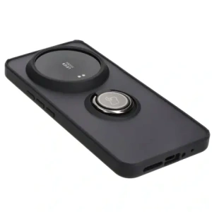 Etui s úchopem na palec Bizon Case Hybrid Ring pro Xiaomi 14 Ultra kouřové s černým rámečkem