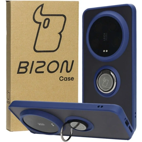 Kup Bizon Case Hybrid Ring Xiaomi 14 Ultra rauchig mit einem navyblauen Rahmen - BIZ4817 - {ean13} - Sklep Home Screen