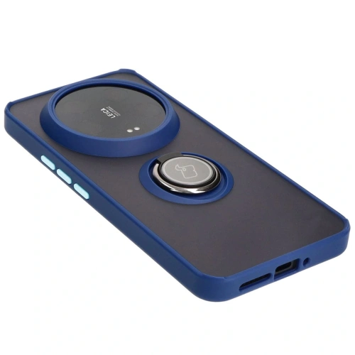 Kup Bizon Case Hybrid Ring Xiaomi 14 Ultra rauchig mit einem navyblauen Rahmen - BIZ4817 - {ean13} - Sklep Home Screen