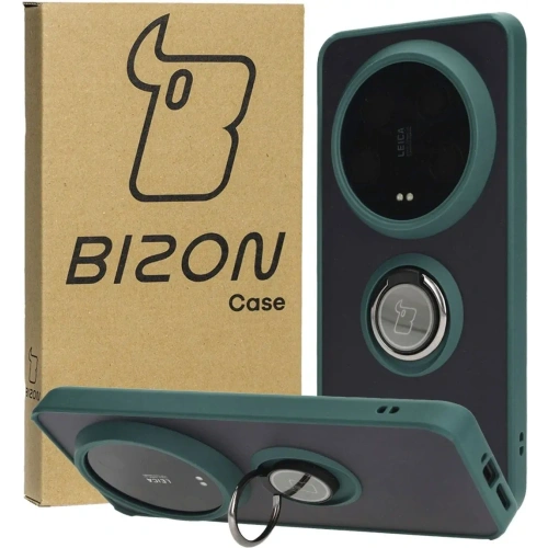 Kup Etui z uchwytem na palec Bizon Case Hybrid Ring do Xiaomi 14 Ultra przydymione z ciemnozieloną ramką - BIZ4818 - {ean13} - Sklep Home Screen