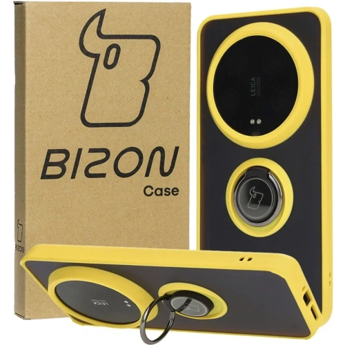 Buy Bizon Case Hybrid Ring Xiaomi 14 Ultra smoky with a yellow frame - BIZ4821 - {ean13} - Home Screen Store Europe