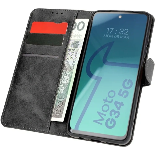 Kup Etui z klapką Bizon Case Pocket do Motorola Moto G34 5G czarne - BIZ5397 - {ean13} - Sklep Home Screen