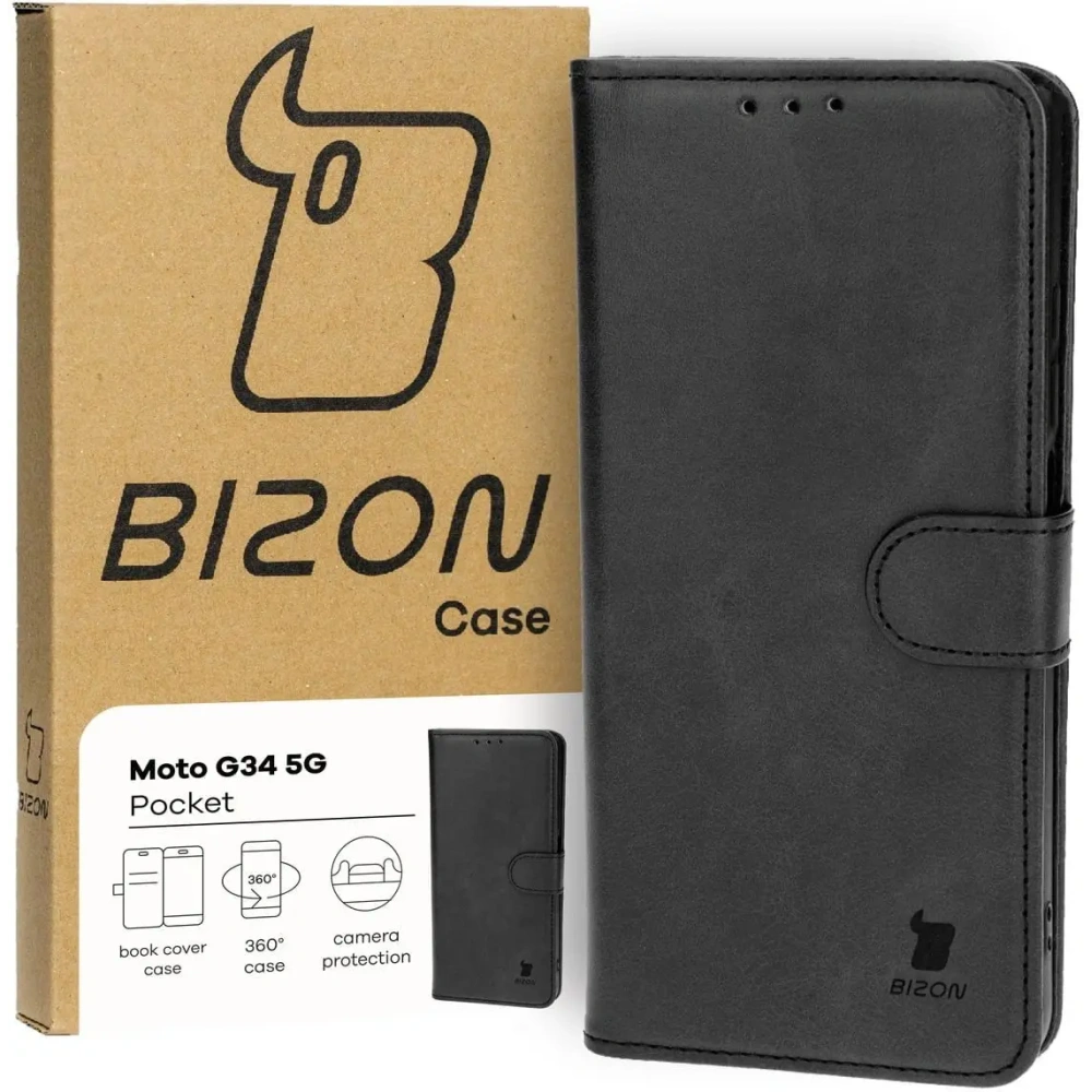 Etui z klapką Bizon Case Pocket do Motorola Moto G34 5G czarne