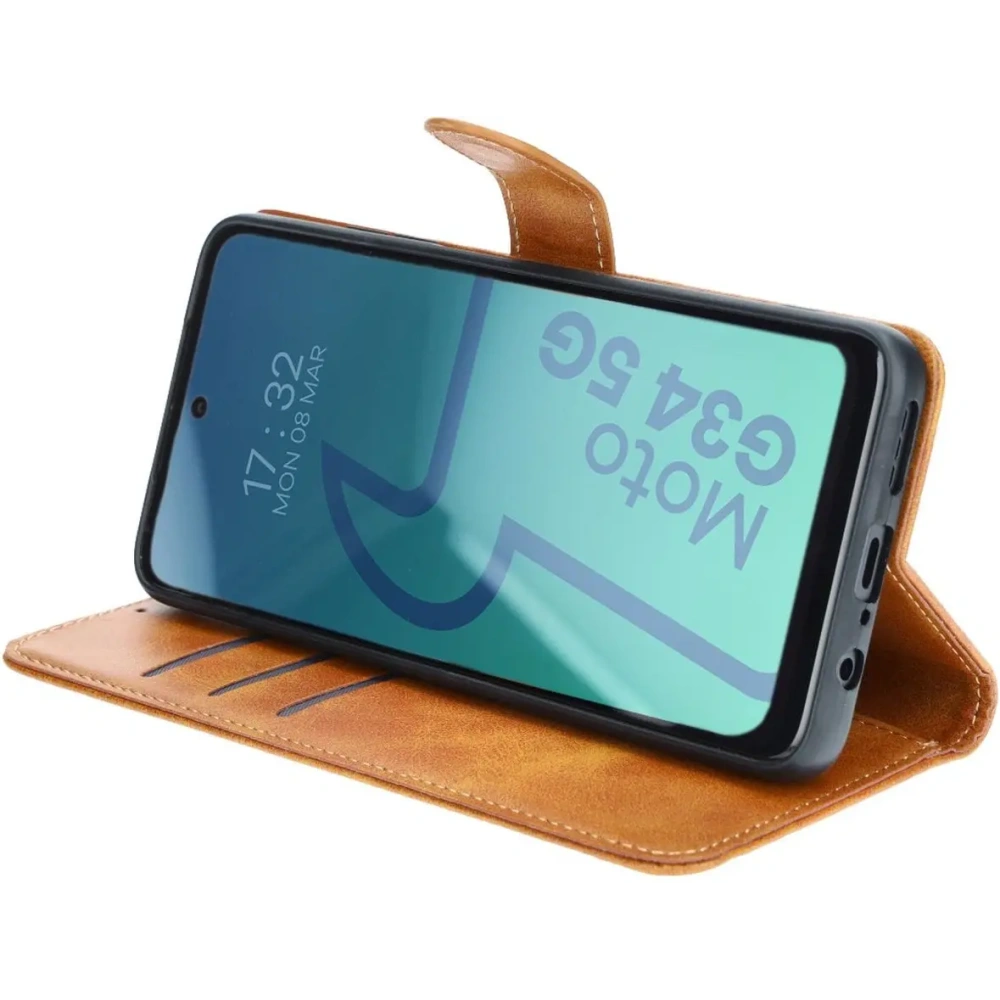 Etui z klapką Bizon Case Pocket do Motorola Moto G34 5G brązowe