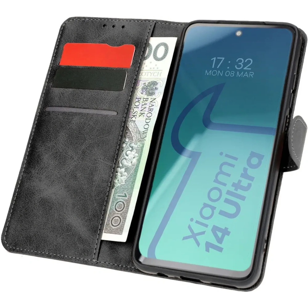 Etui z klapką Bizon Case Pocket do Xiaomi 14 Ultra czarne
