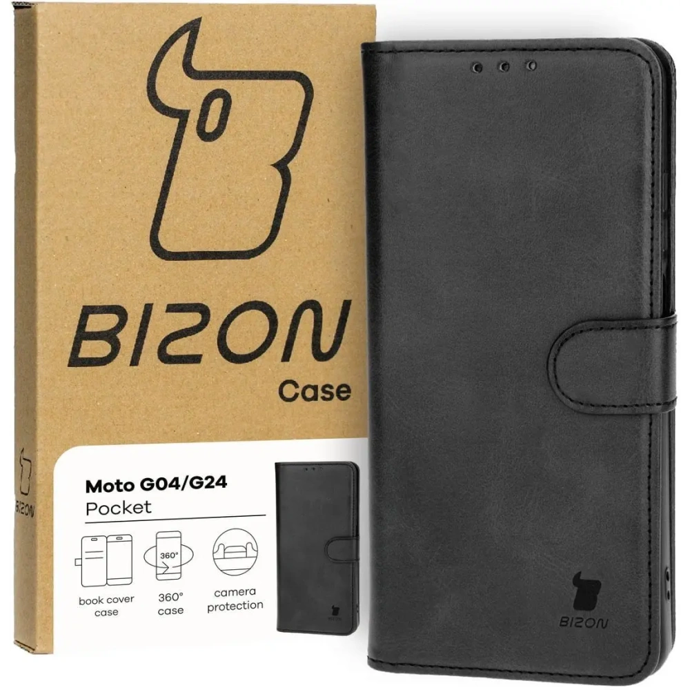 Etui z klapką Bizon Case Pocket do Motorola Moto G04 / G24 czarne