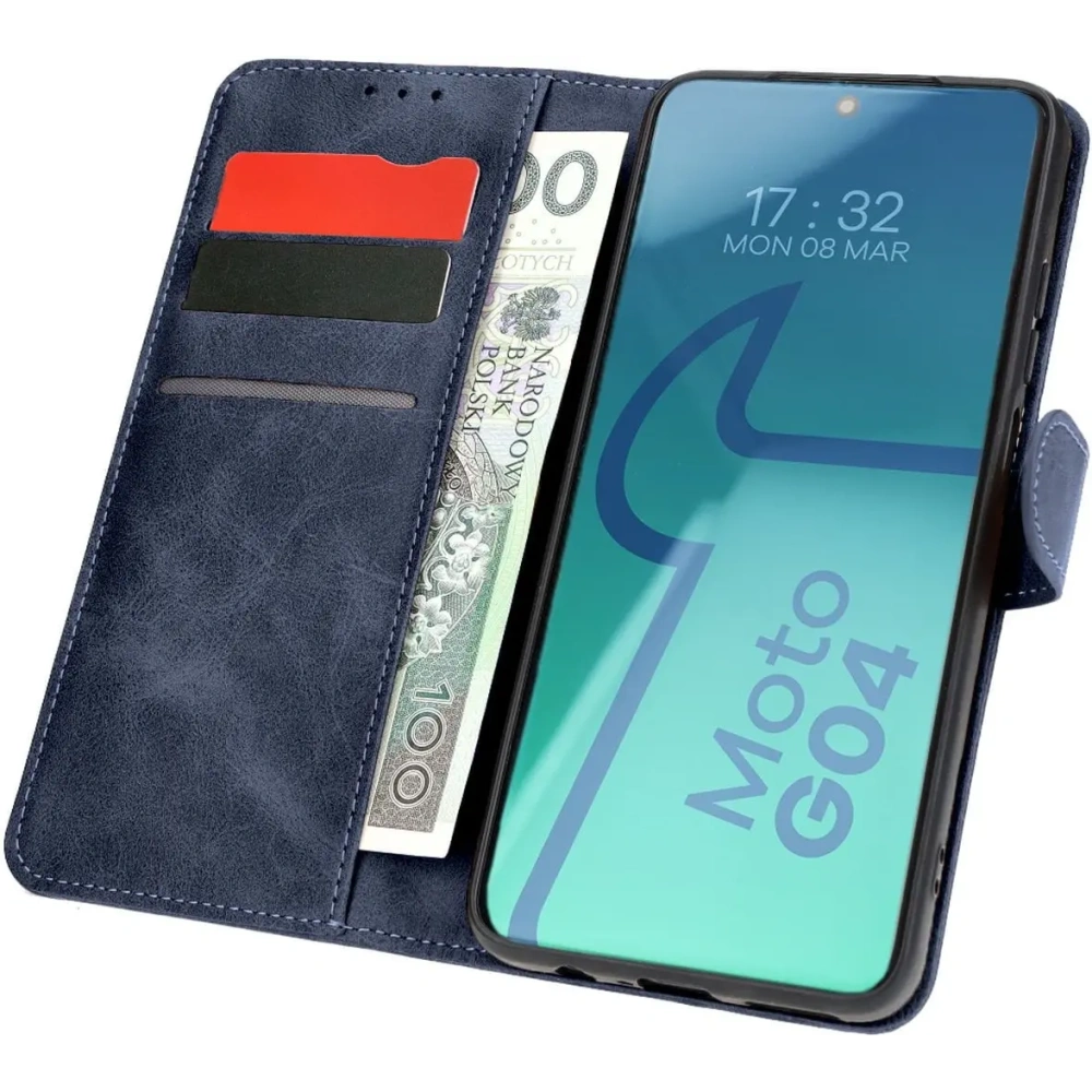 Etui z klapką Bizon Case Pocket do Motorola Moto G04 / G24 granatowe