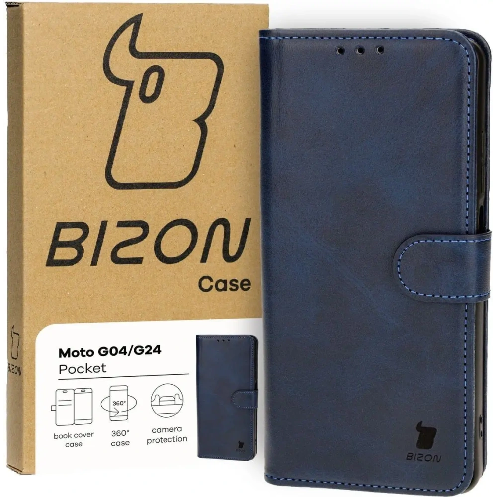 Etui z klapką Bizon Case Pocket do Motorola Moto G04 / G24 granatowe