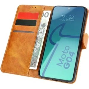 Kup Etui z klapką Bizon Case Pocket do Motorola Moto G04 / G24 brązowe - BIZ5406 - {ean13} - Sklep Home Screen
