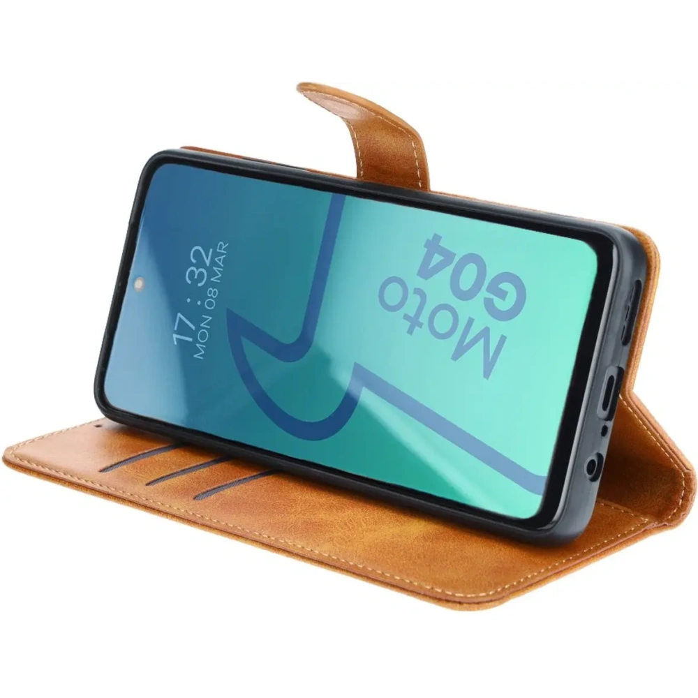 Etui z klapką Bizon Case Pocket do Motorola Moto G04 / G24 brązowe