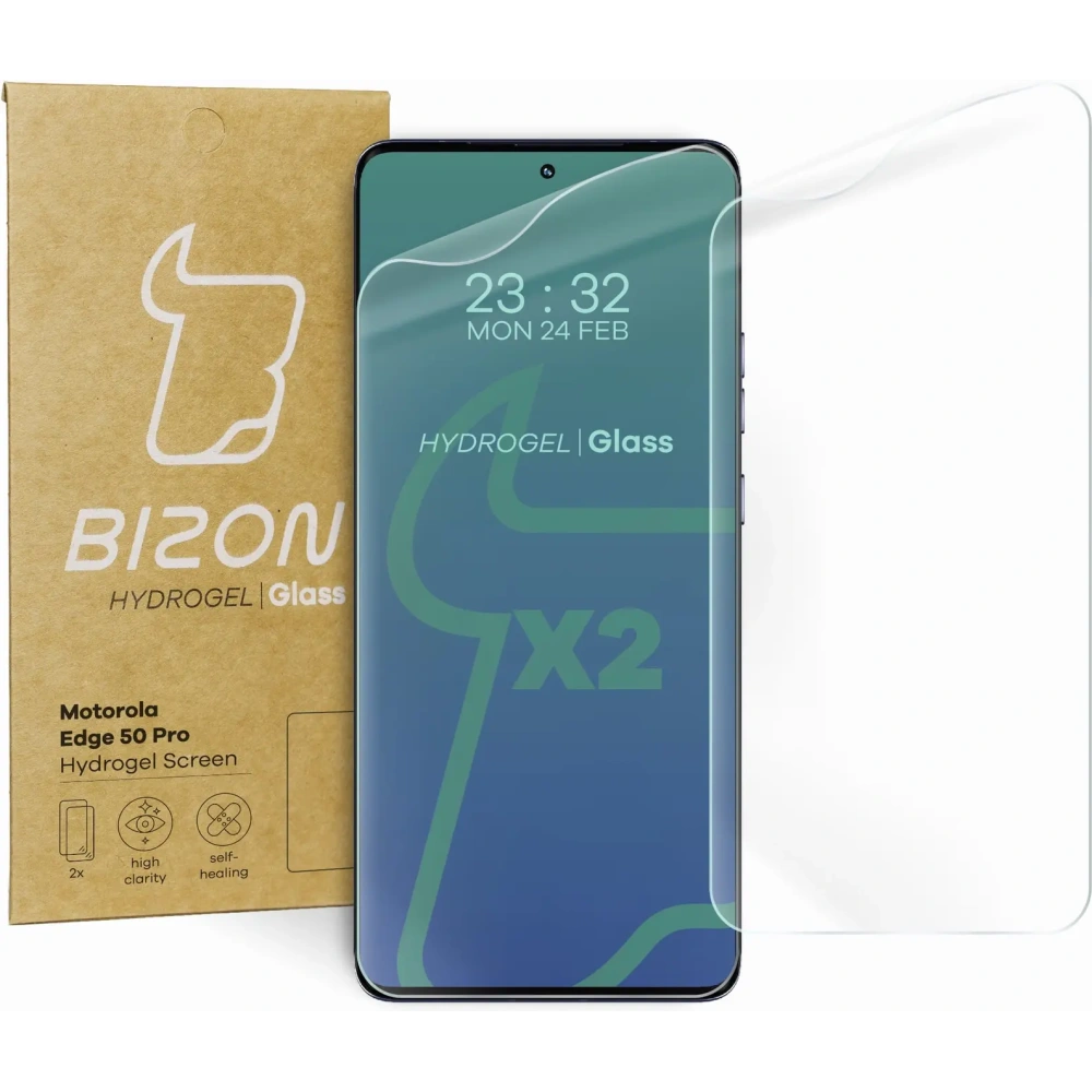 Folia hydrożelowa na ekran Bizon Glass Hydrogel Front do Motorola Edge 50 Pro / Fusion / Ultra [2 PACK]