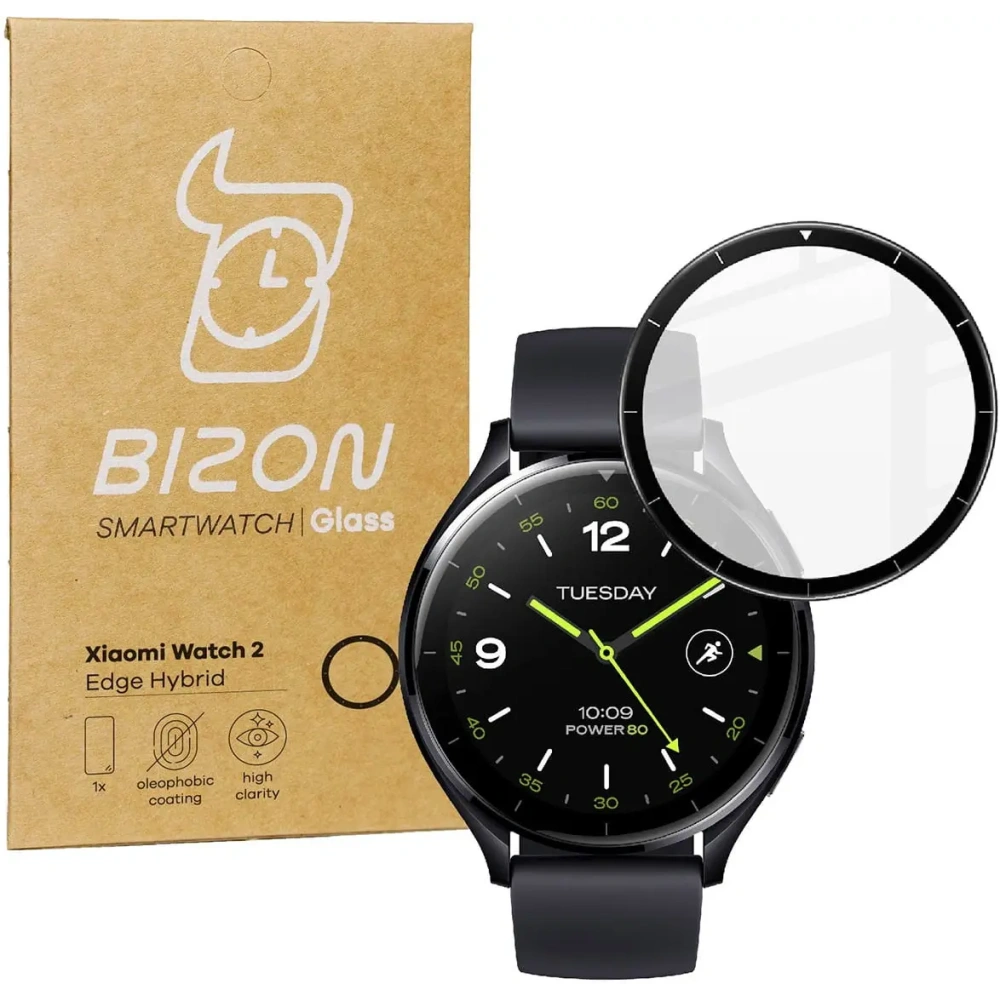 Szkło hybrydowe Bizon Glass Watch Edge Hybrid do Xiaomi Watch 2 czarne