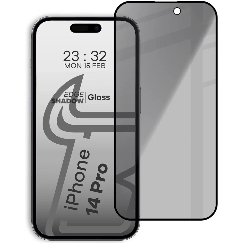 Prywatyzujące szkło hartowane Bizon Glass Edge Shadow do Apple iPhone 14 Pro przyciemniane z czarną ramką