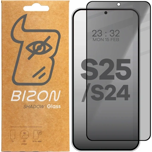 Kup Prywatyzující tvrzené sklo Bizon Glass Edge Shadow pro Samsung Galaxy S25/S24 z černým rámečkem. - BIZ5445 - {ean13} - Sklep Home Screen