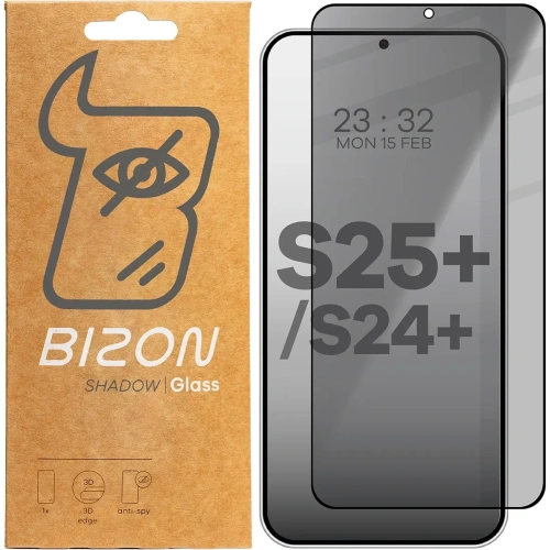 Kup Pryvatizující tvrzené sklo Bizon Glass Edge Shadow do Samsung Galaxy S25 Plus / S24 Plus z tmavým rámečkem - BIZ5447 - {ean13} - Sklep Home Screen