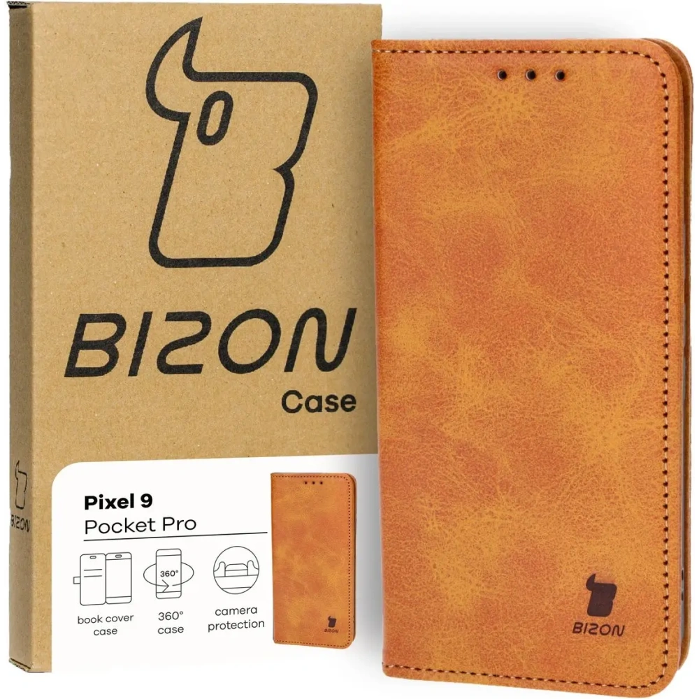 Etui z klapką Bizon Case Pocket Pro do Google Pixel 9 / 9 Pro brązowe