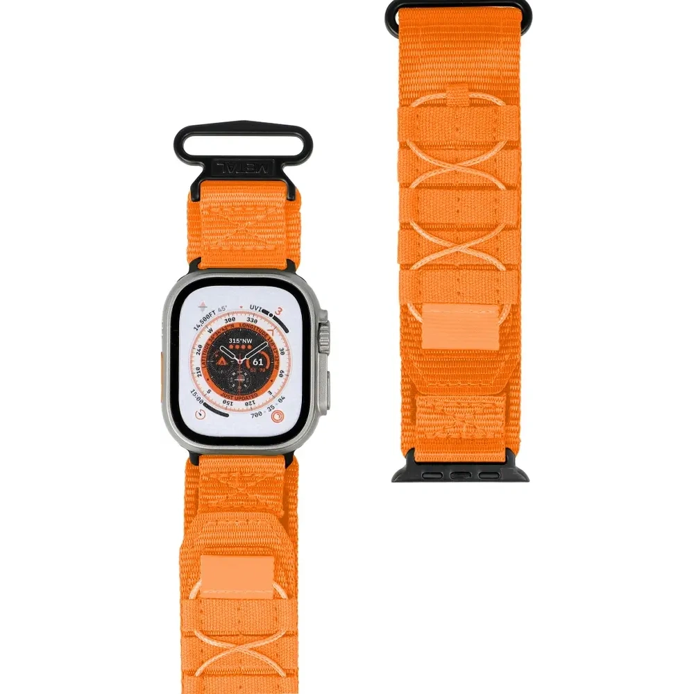 Sportowy pasek do zegarka Bizon Strap Watch Adventure do Apple Watch 44/45/46/49 mm pomarańczowy