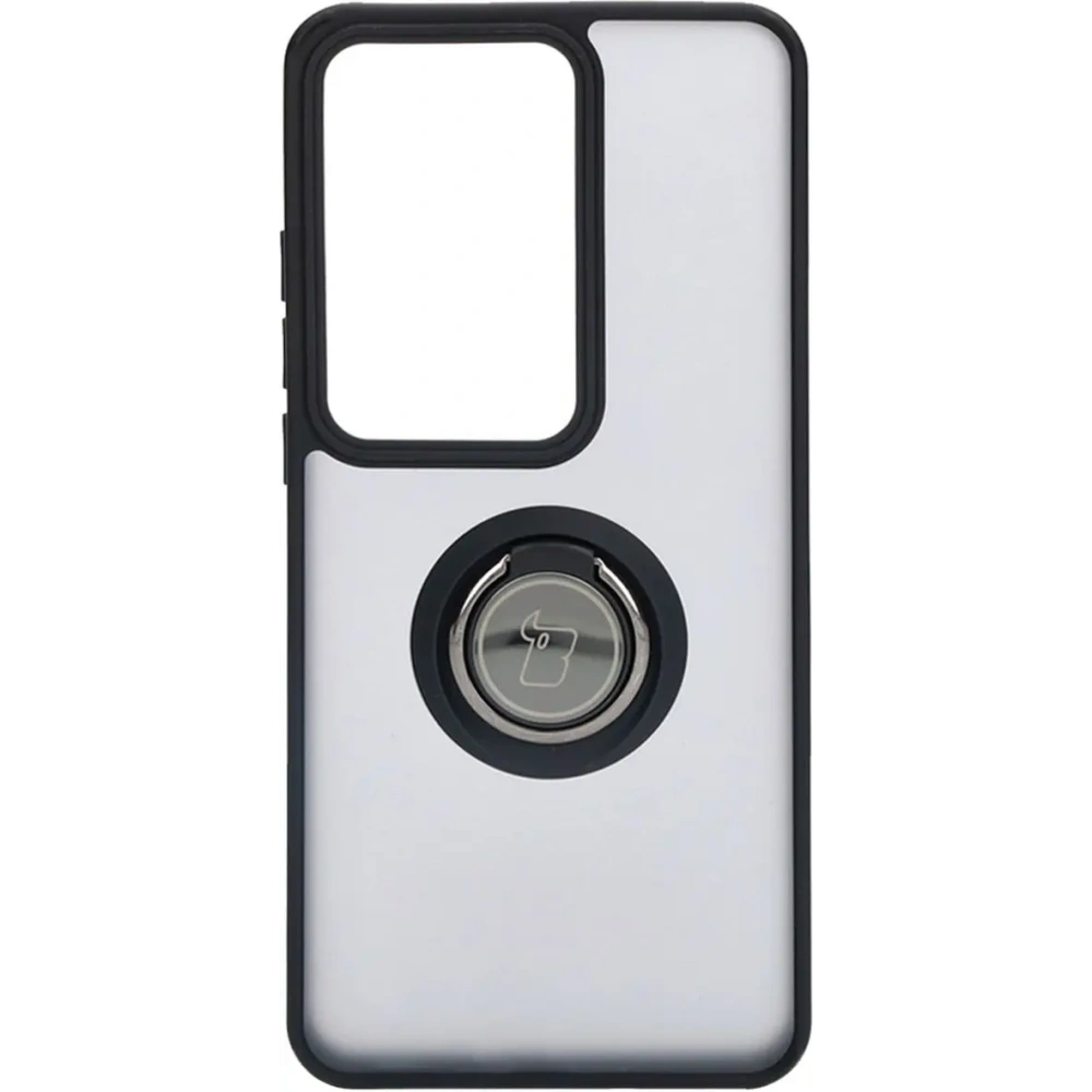 Etui z uchwytem na palec Bizon Case Hybrid Ring do Oppo Reno11 F 5G przydymione z czarną ramką