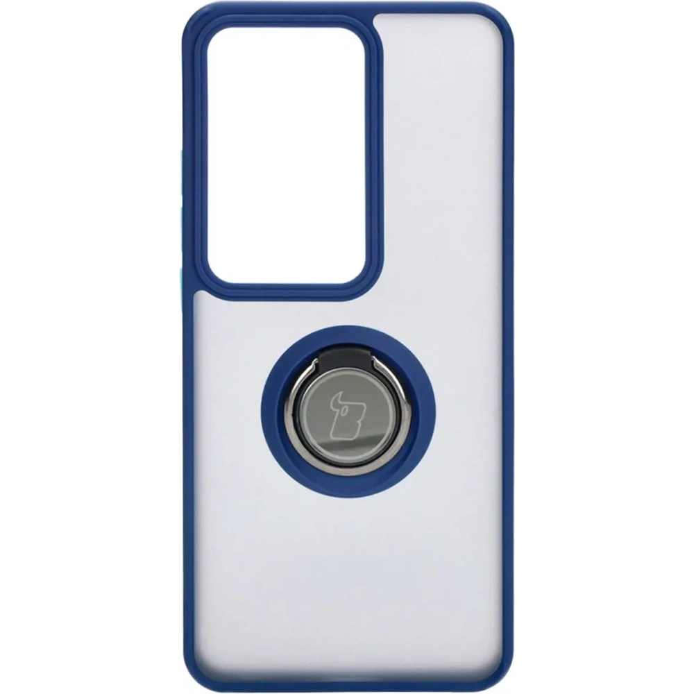 Etui z uchwytem na palec Bizon Case Hybrid Ring do Oppo Reno11 F 5G przydymione z granatową ramką