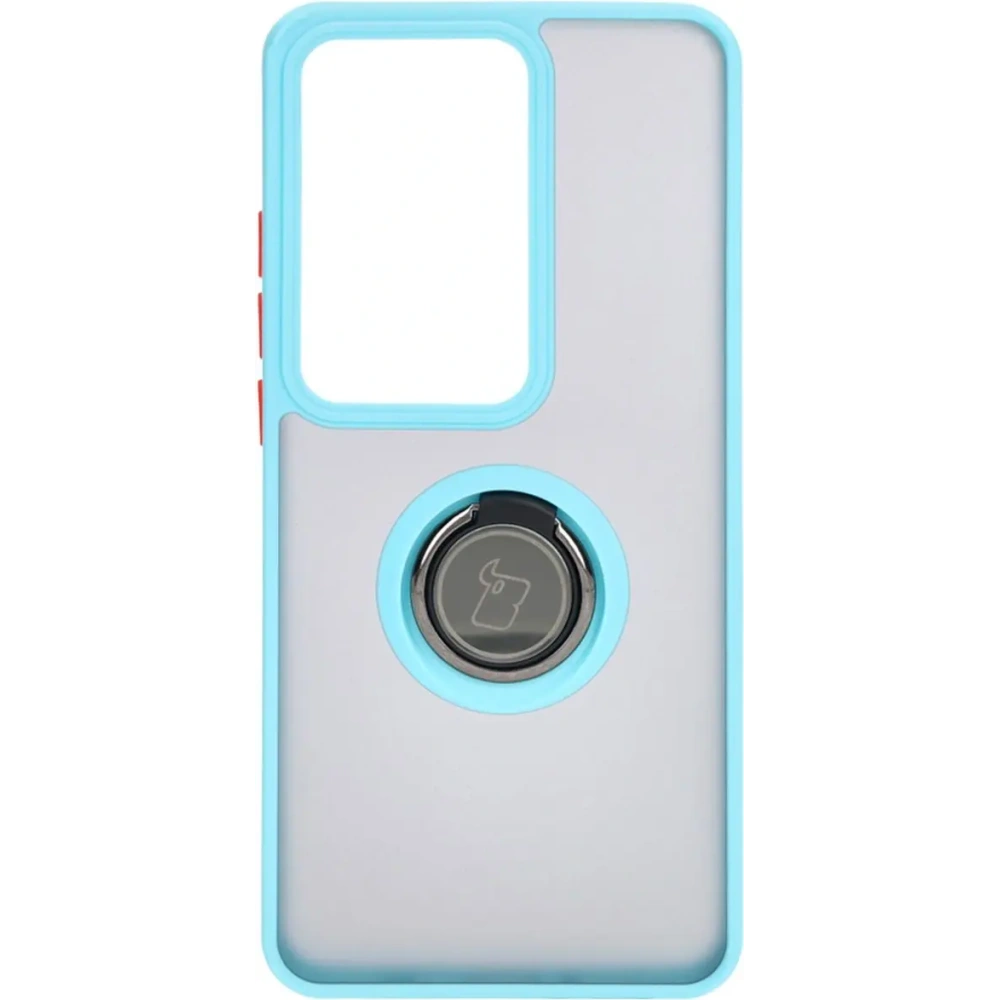 Etui z uchwytem na palec Bizon Case Hybrid Ring do Oppo Reno11 F 5G przydymione z jasnoniebieską ramką