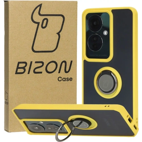 Kup Etui z uchwytem na palec Bizon Case Hybrid Ring do Oppo Reno11 F 5G przydymione z żółtą ramką - BIZ5473 - {ean13} - Sklep Home Screen