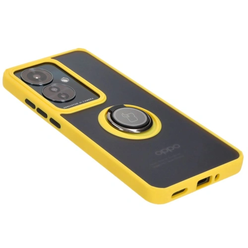 Kup Etui z uchwytem na palec Bizon Case Hybrid Ring do Oppo Reno11 F 5G przydymione z żółtą ramką - BIZ5473 - {ean13} - Sklep Home Screen
