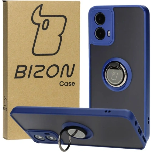 Kup Etui s úchytem na palec Bizon Case Hybrid Ring pro Motorola Moto G34 5G kouřové s modrým rámem - BIZ4904 - {ean13} - Sklep Home Screen