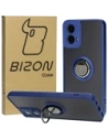 Bizon Case Hybrid Ring Motorola Moto G34 5G fumurie cu un cadru albastru marin
