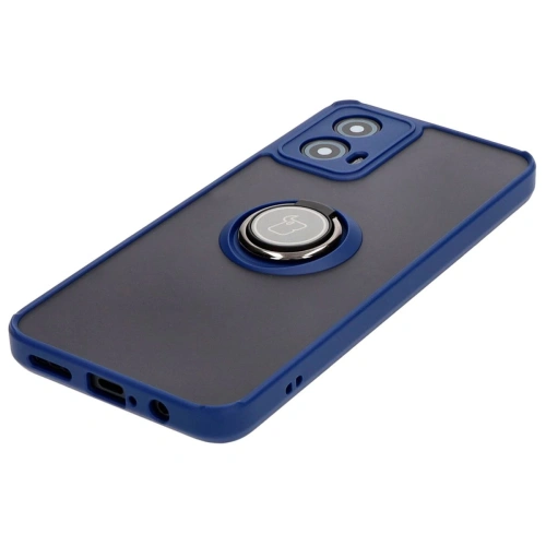 Kup Etui s úchytem na palec Bizon Case Hybrid Ring pro Motorola Moto G34 5G kouřové s modrým rámem - BIZ4904 - {ean13} - Sklep Home Screen